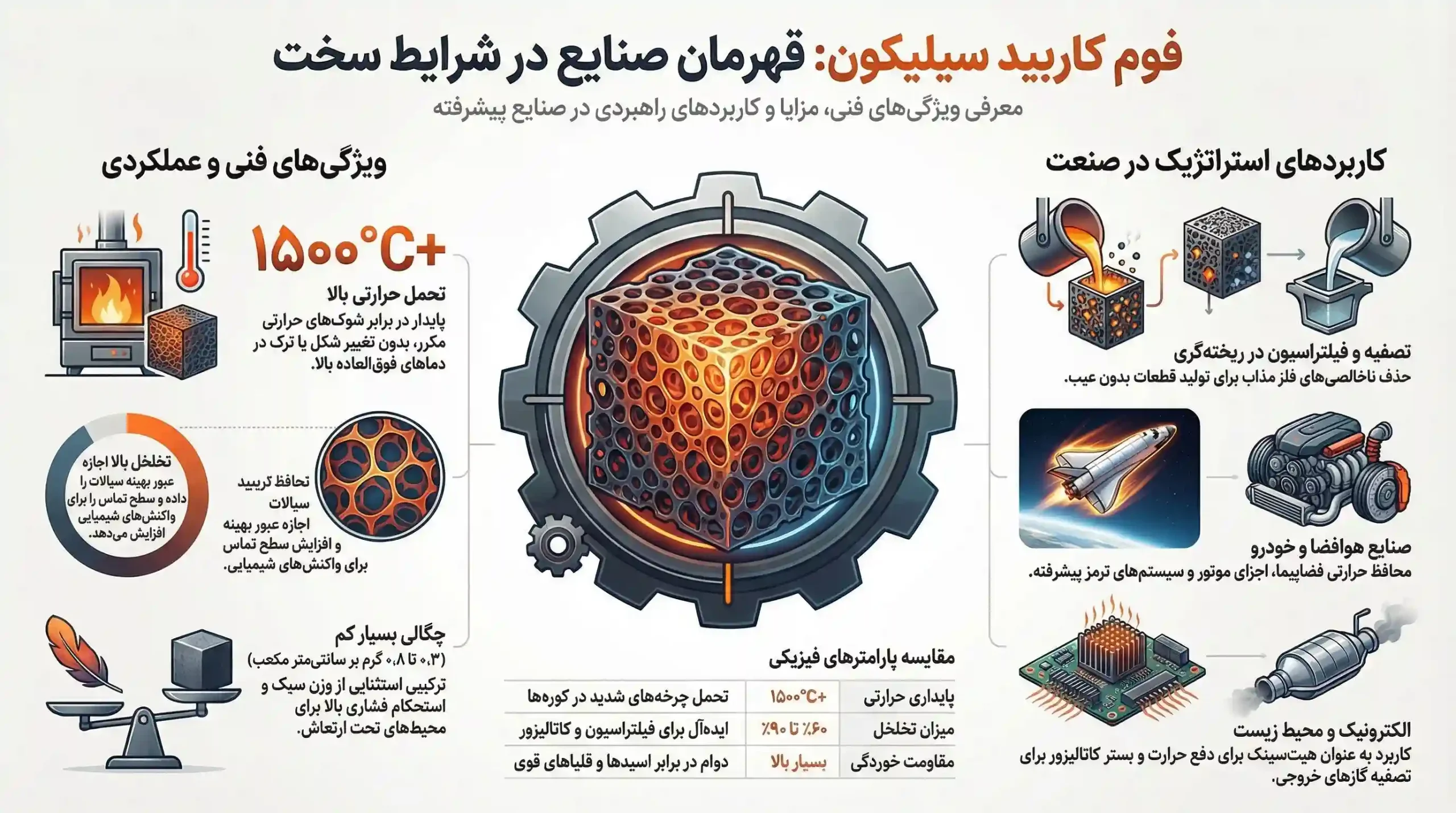 کاربرد فوم کاربید سیلیکون در صنعت ریخته‌گری فلزات